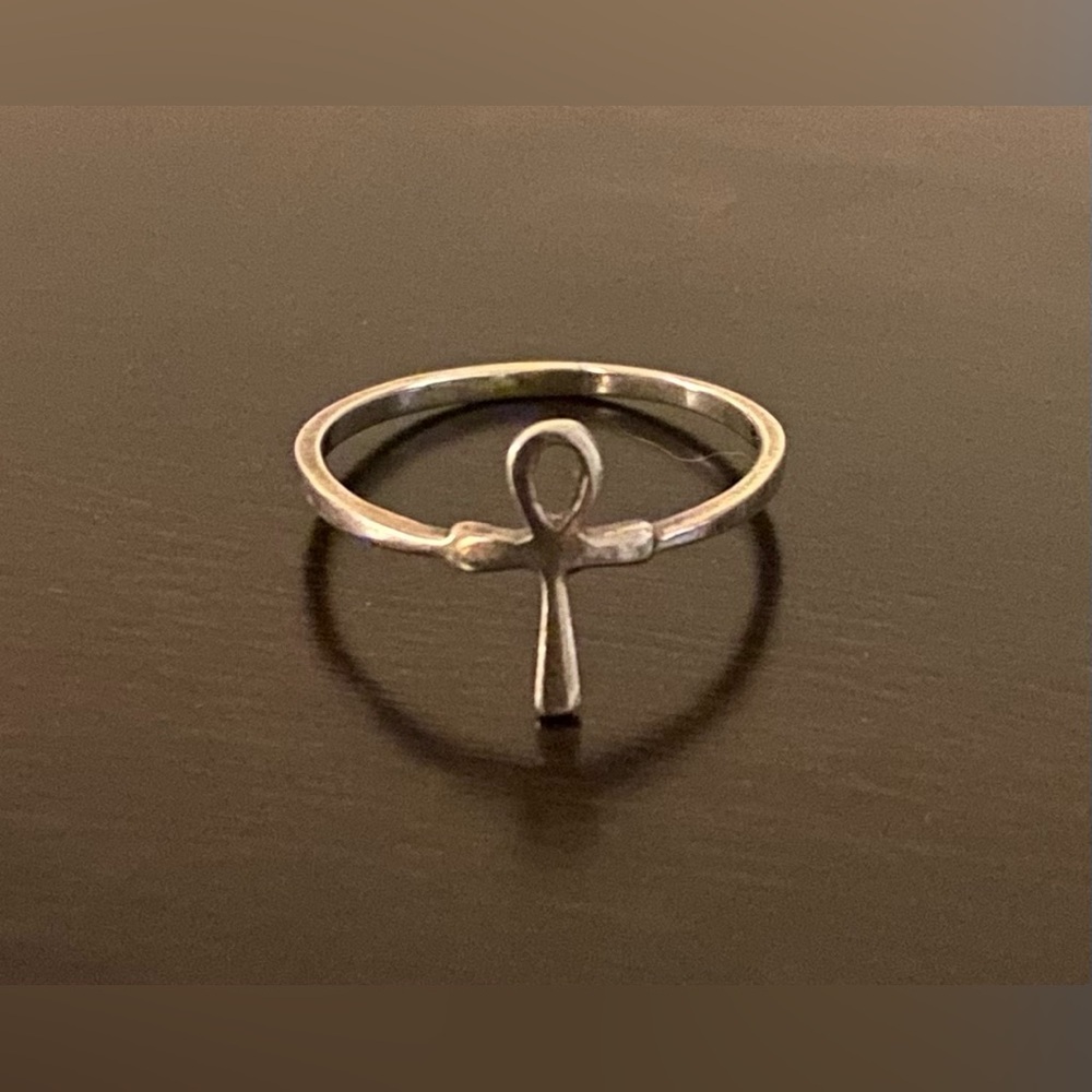 Sterling Silver Ankh Ring Size 7.5 | Egyptian Symbol Ring | Spiritual Jewelry - Picture 2 of 6